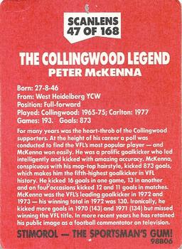 1989 Scanlens VFL #47 Peter McKenna Back